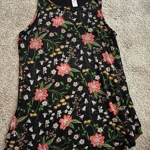 Old Navy Sleeveless Black Floral Tank Top - Coral & Green